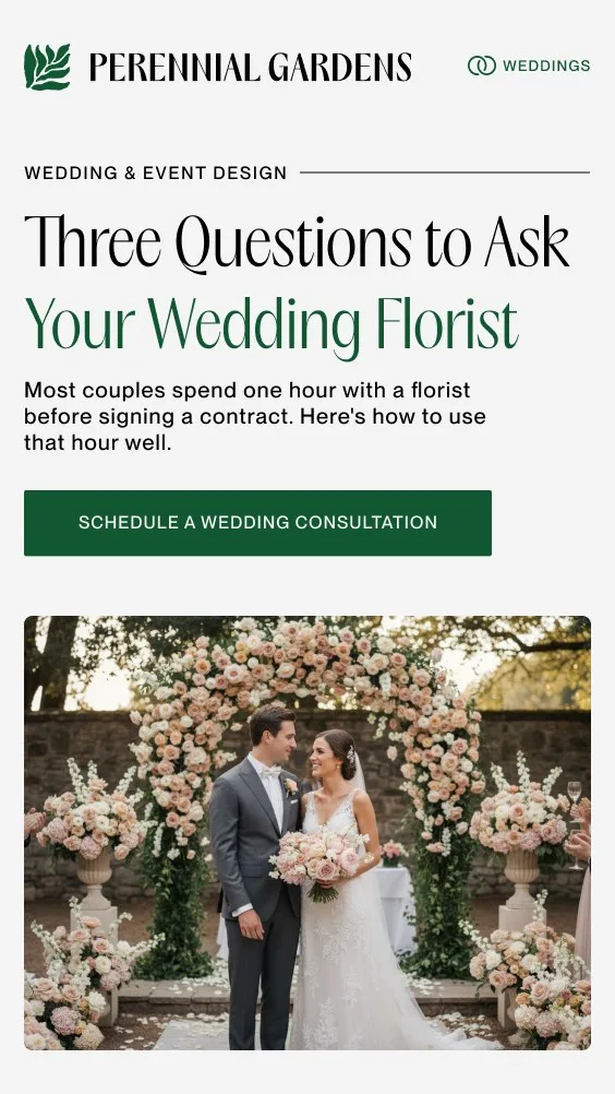 Wedding consultation email