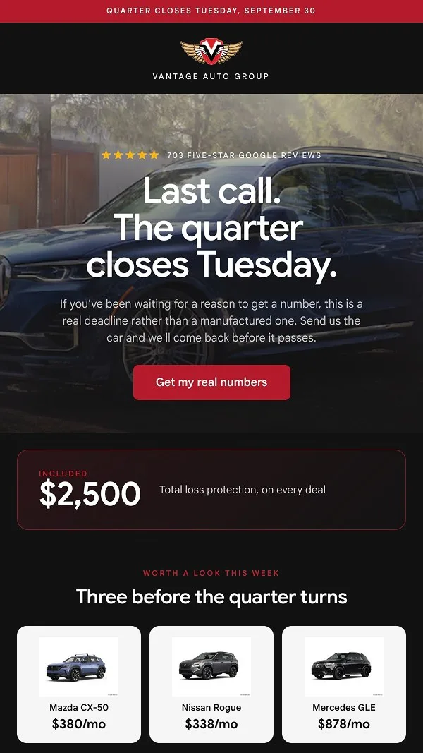 Quarter-end email