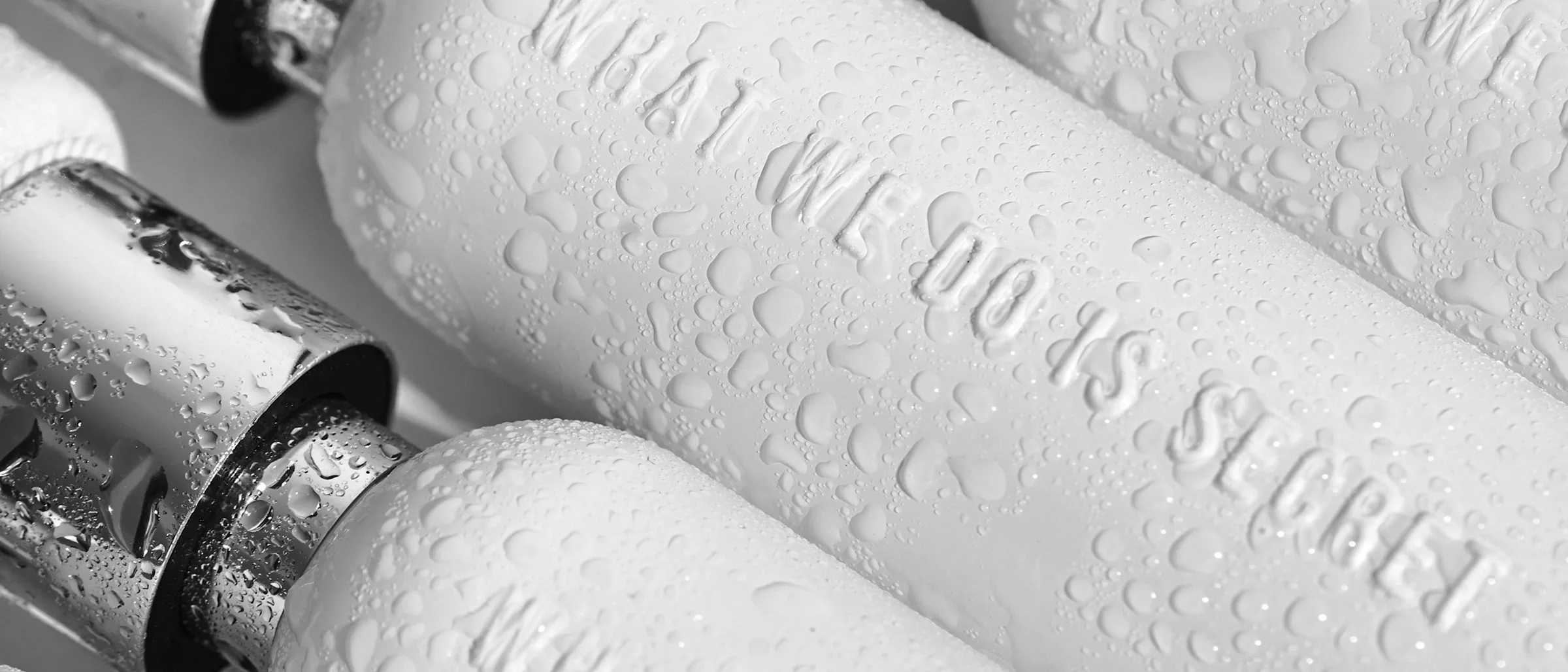 The embossed bottles, from the brand photography
