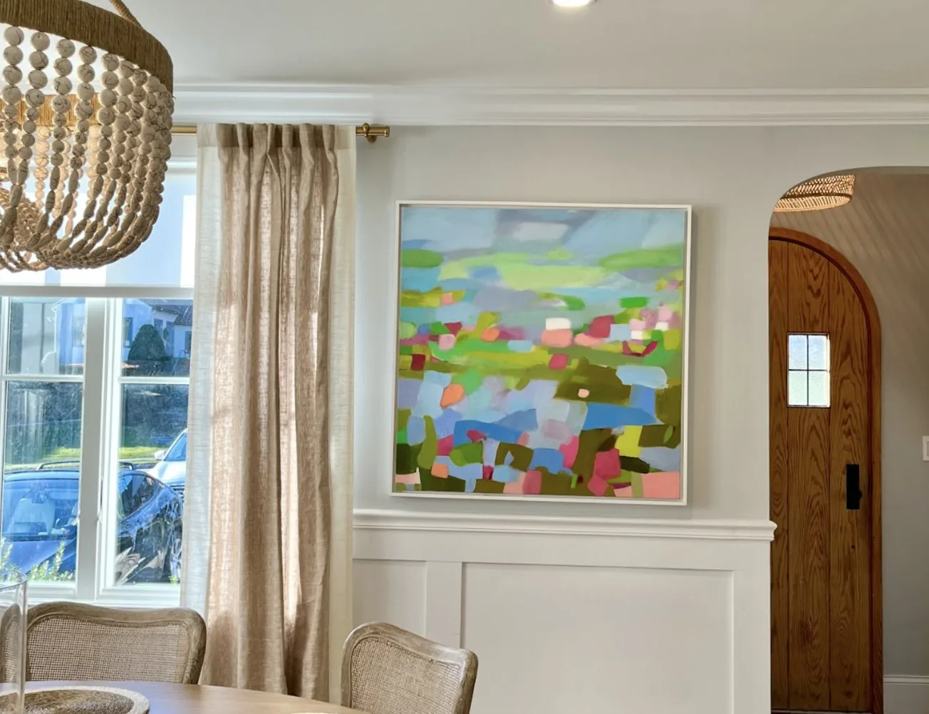 A painting in a dining room