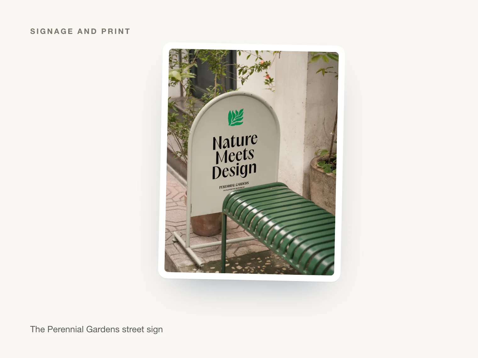 Perennial Gardens street sign: Nature Meets Design