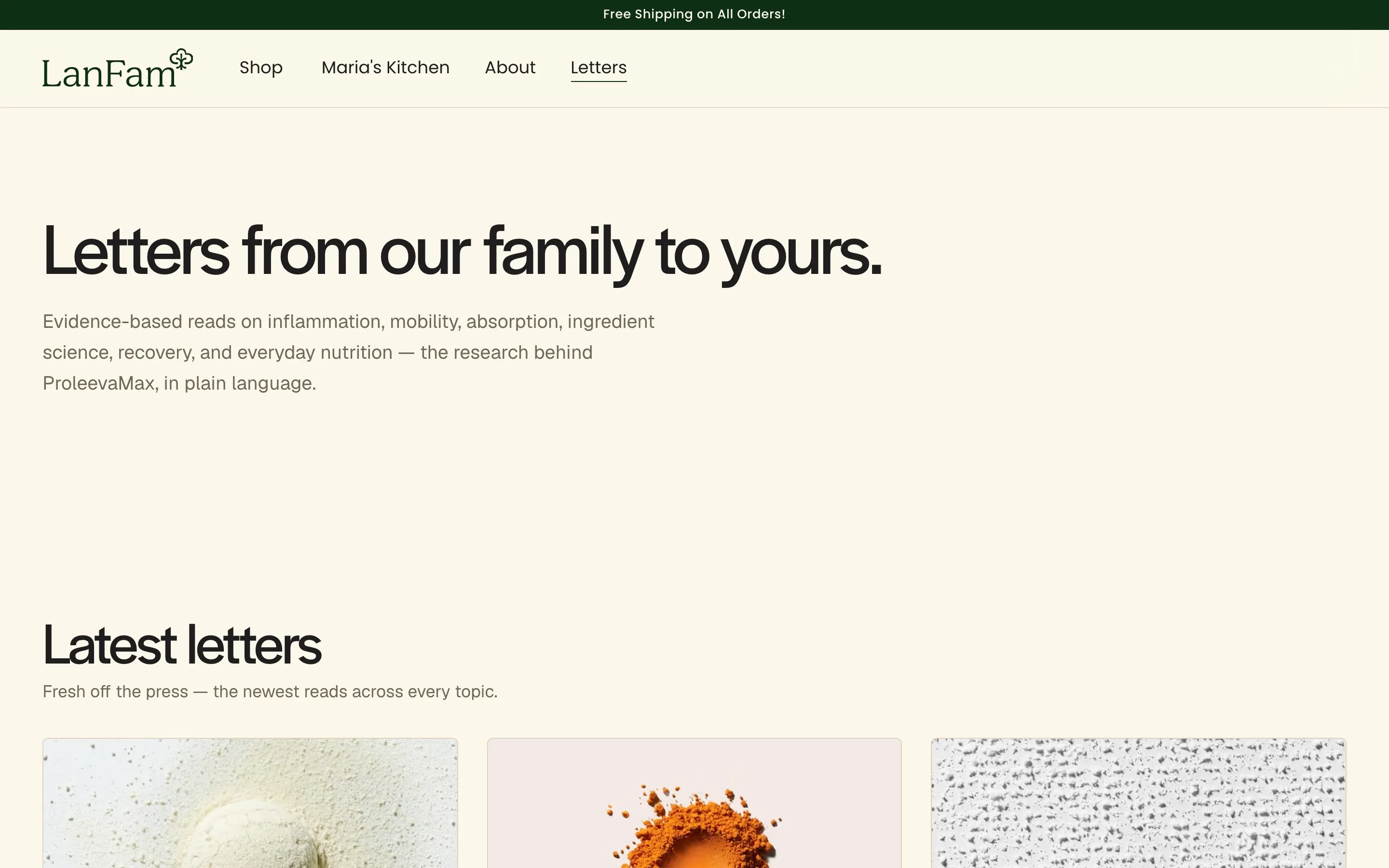 LanFam Health website: Letters