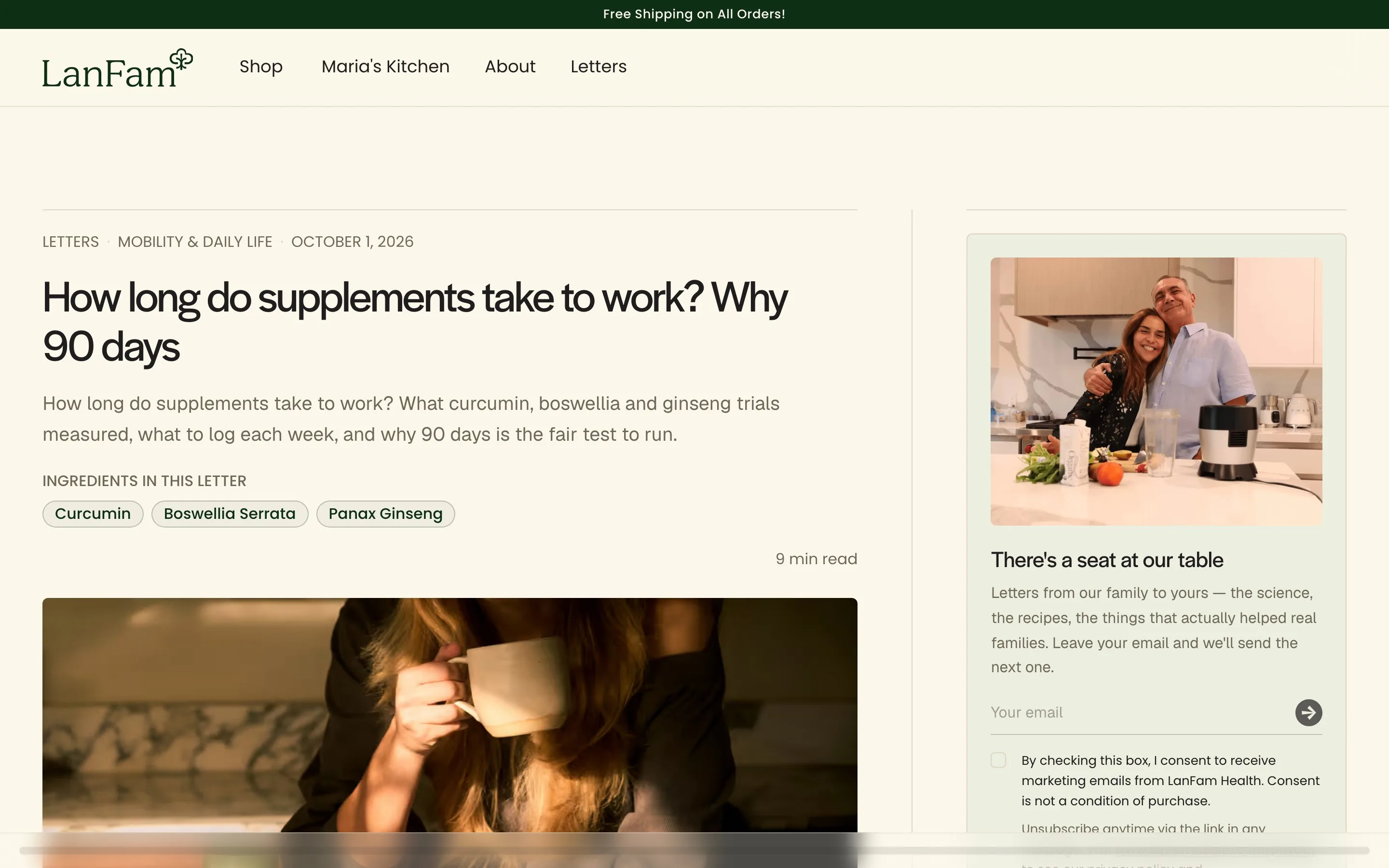 LanFam Health website: An article