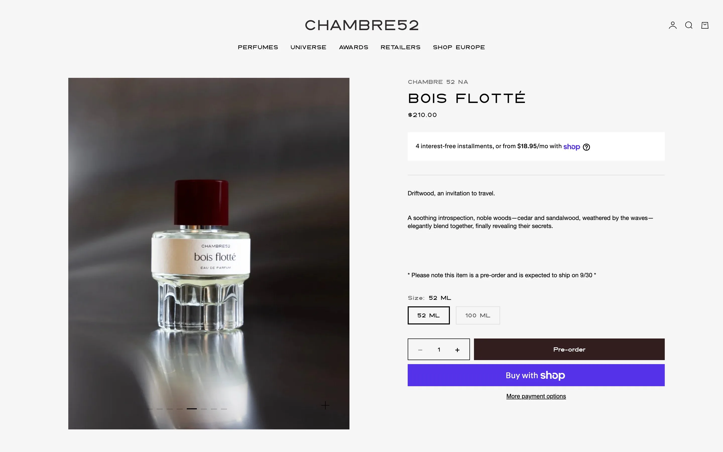 Chambre 52 website: A fragrance